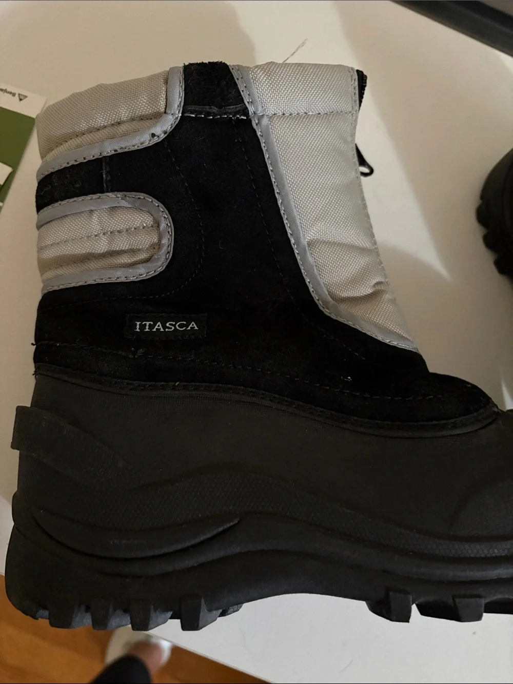 Itasca Black and Gray Kids Zip-Front Snow Boots